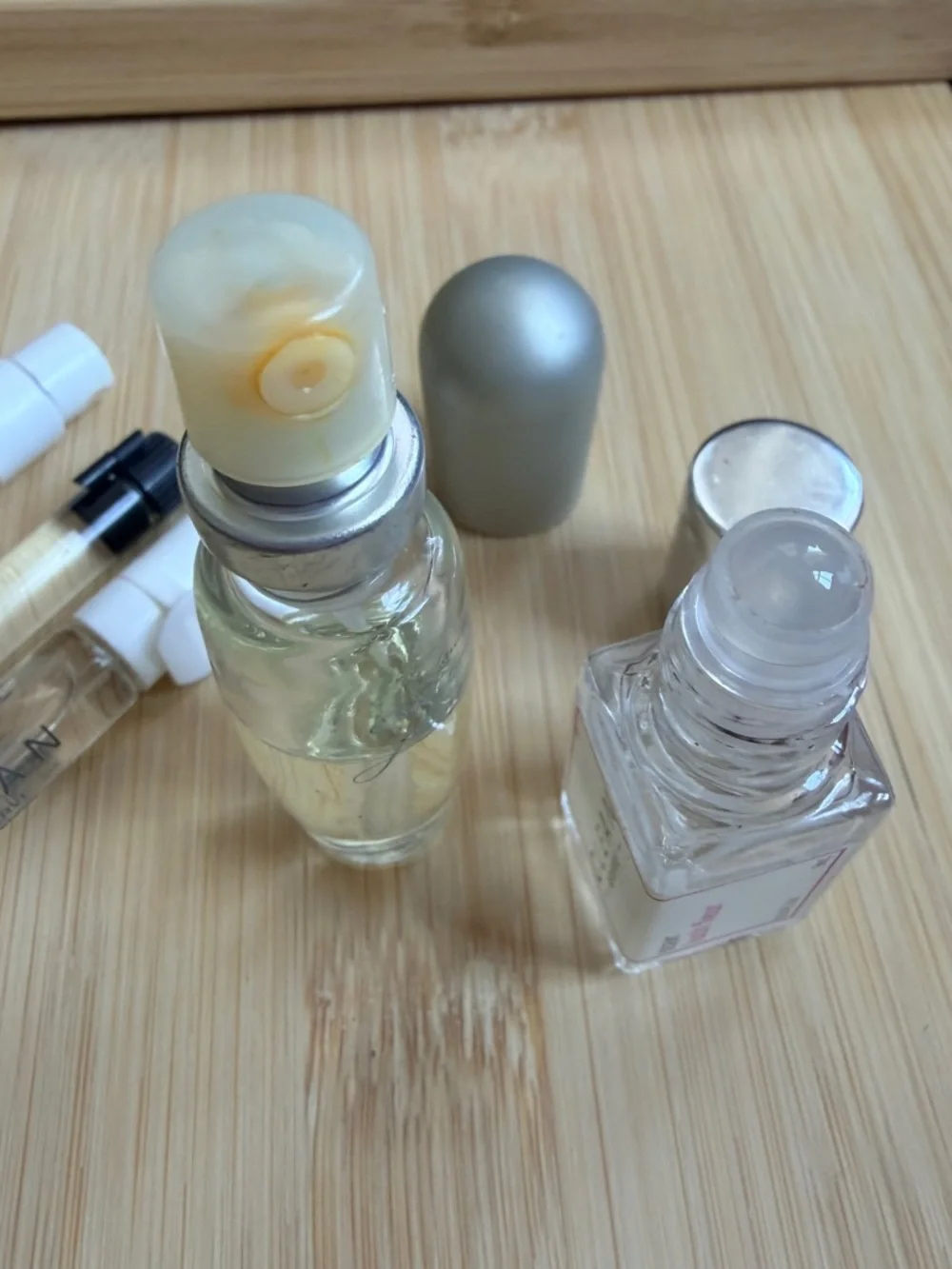 Variety 5 partially used or tested fragrance: minis & samples